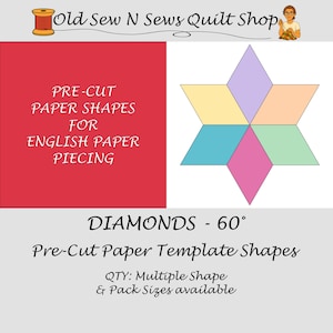 DIAMONDS - 60 deg - Pre-Cut Paper Templates Only for English Paper Piecing
