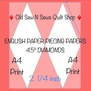 Diamond Papers 60 Deg 1 3 4 Inch Sides Size Printing Etsy