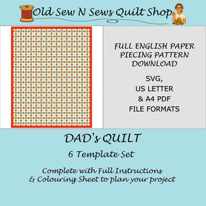 Dad&#39;s Quilt English Paper Piecing Quilt Pattern – Digital Download