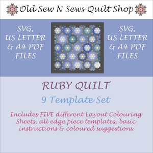 Ruby Quilt EPP Template Set - SVG, US Letter & A4 versions in one