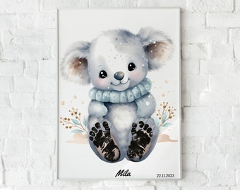 Personalised Baby Footprint Kit Baby’s first footprint Footprint Set Wall Decor Baby Koala Baby Gift Christmas footprint art