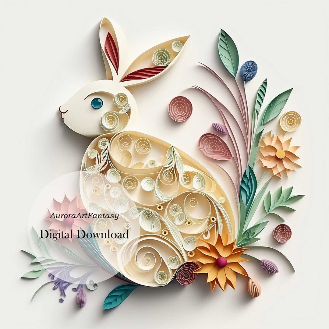 Digital Download PAPER QUILLING Easter Bunny Rabbit Forest Etsy