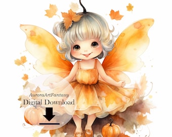 Pumpkin Fairy Nursery Wall Print Png