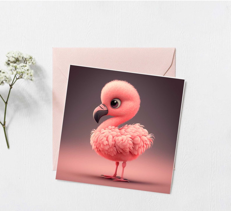 Baby Flamingo Pixar art Baby pink Flamingo Digital Art Nursery wall art Animal prints for nursery pink flamingo art image 2