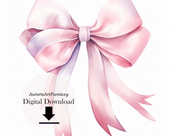 Bow pink Watercolor PNG