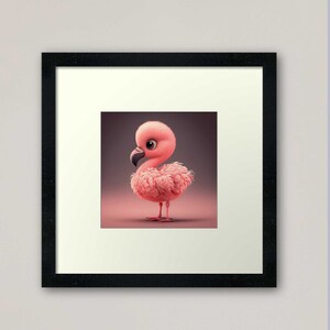 Baby Flamingo Pixar art Baby pink Flamingo Digital Art Nursery wall art Animal prints for nursery pink flamingo art image 7