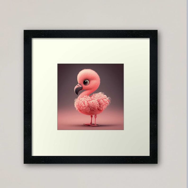 Baby Flamingo Pixar art Baby pink Flamingo Digital Art Nursery wall art Animal prints for nursery pink flamingo art image 7