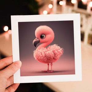 Baby Flamingo Pixar art Baby pink Flamingo Digital Art Nursery wall art Animal prints for nursery pink flamingo art image 5