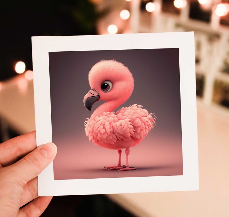 Baby Flamingo Pixar art Baby pink Flamingo Digital Art Nursery wall art Animal prints for nursery pink flamingo art image 5