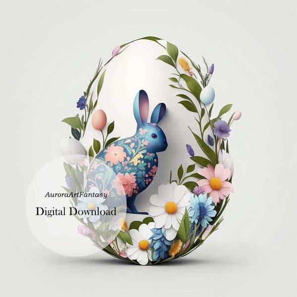 Easter Bunny Rabbit Forest Digital Art Digital download PNG