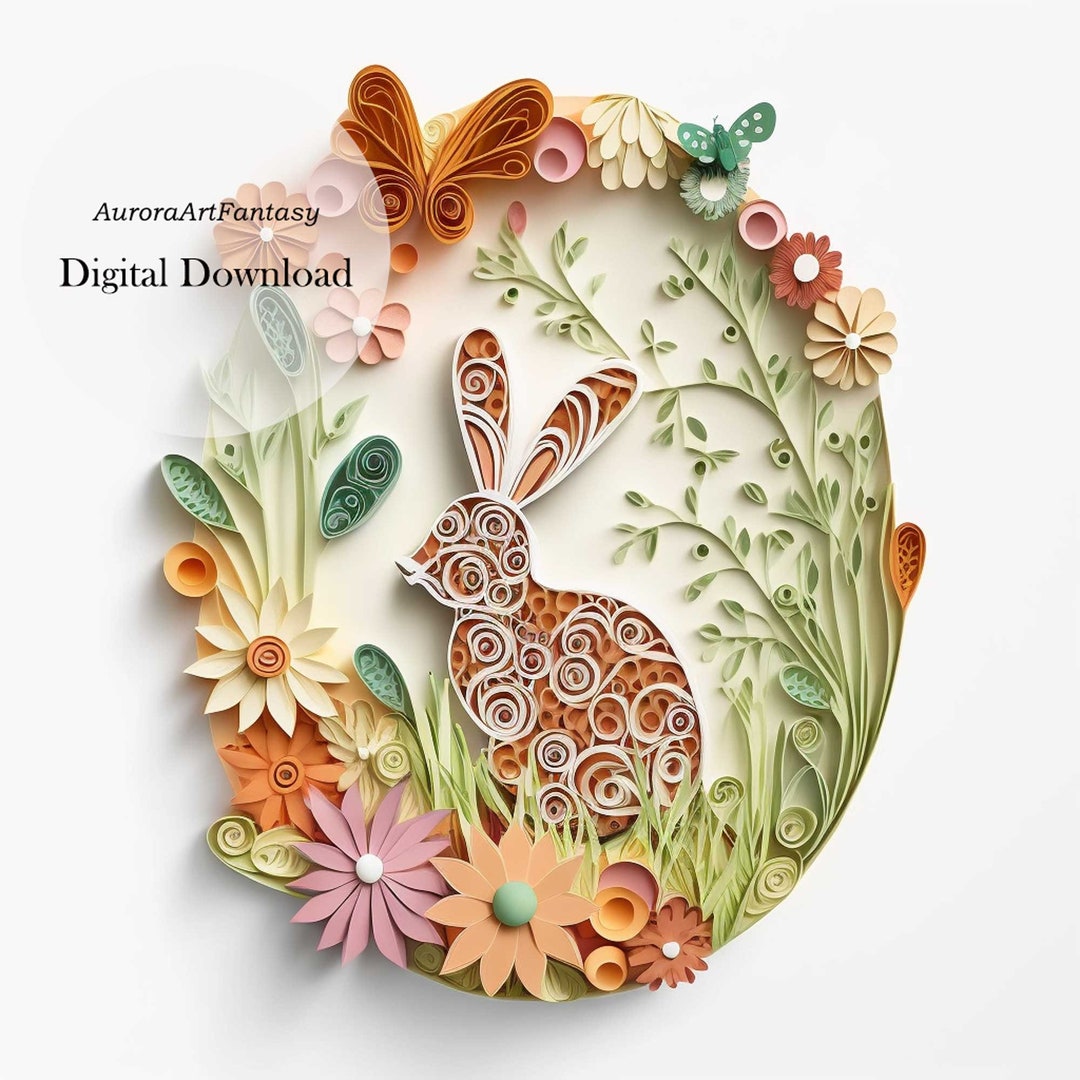 Digital Download PAPER QUILLING Easter Bunny Rabbit Forest Etsy