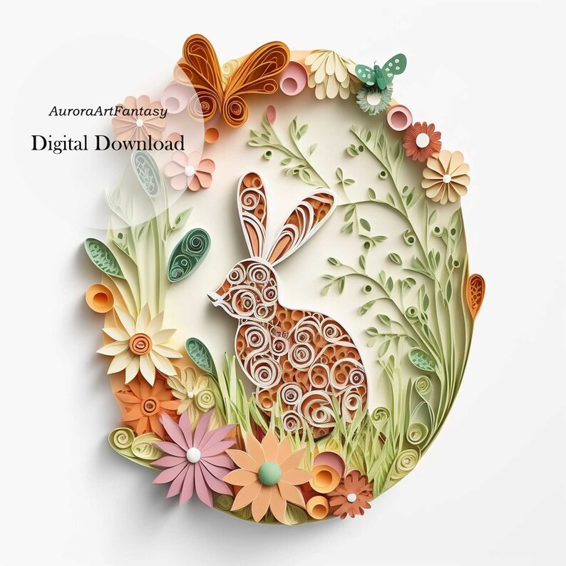 Digital Download PAPER QUILLING Easter Bunny Rabbit Forest Etsy