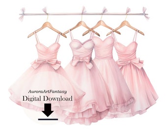 Ballerina dresses Watercolor PNG Set