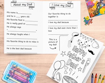 Personalisierte Vatertagskarte: Ausmalseite zum Ausmalen für Kinder (druckbare PDF)