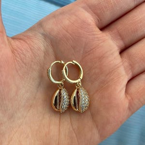 Golden Tide Shell Hoop Earrings