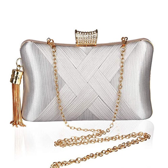 Ladies silver top evening bags