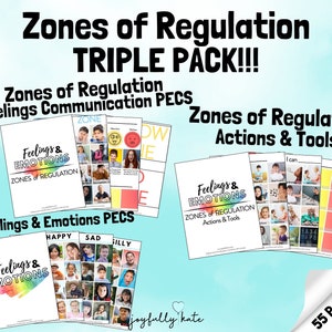 Zones of Regulation Triple Pack - Autism PECS to Help with Feelings and Emotions