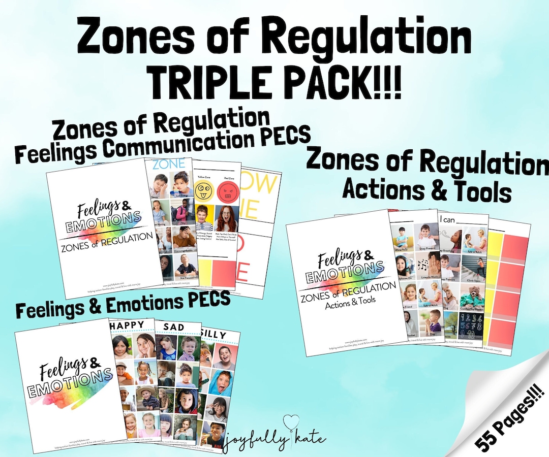 Zones of Regulation Triple Pack - Autism PECS to Help With Feelings and ...