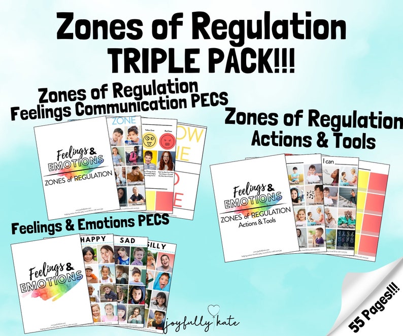 Zones of Regulation Triple Pack - Autism PECS to Help With Feelings and ...