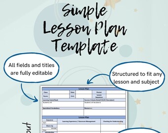 Teacher Observation Lesson Plan Template Etsy