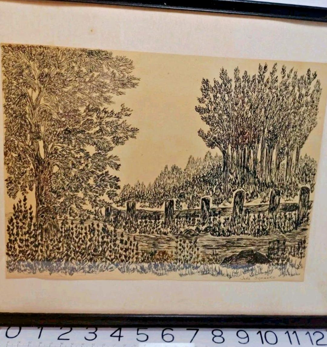 Vintage Pen & Ink Landscape Drawing: Signed Original Framed Art, 1962 ...