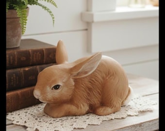 Vintage Lefton Brown Porcelain Bunny Rabbit Figurine, Japan, Hand