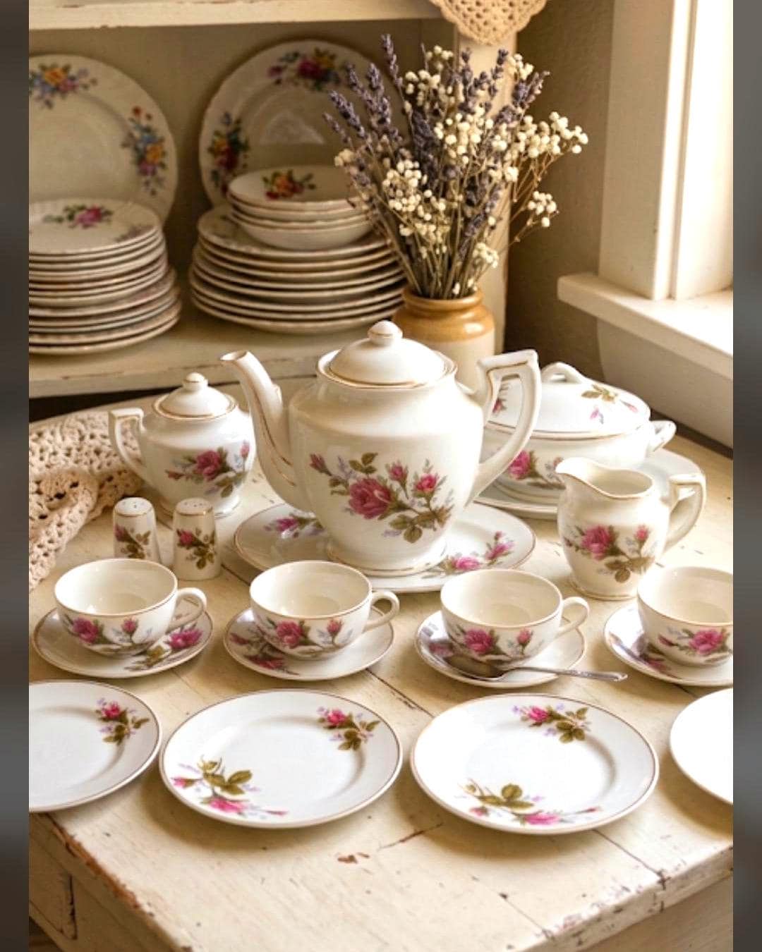 Japanese Miniature Moss Rose Tea Set - Etsy