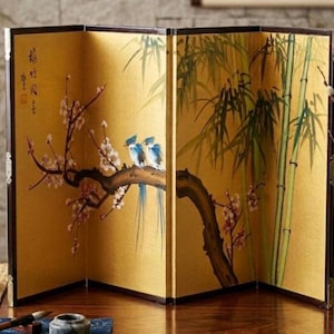 Japanese Four Panel Screen - Etsy
