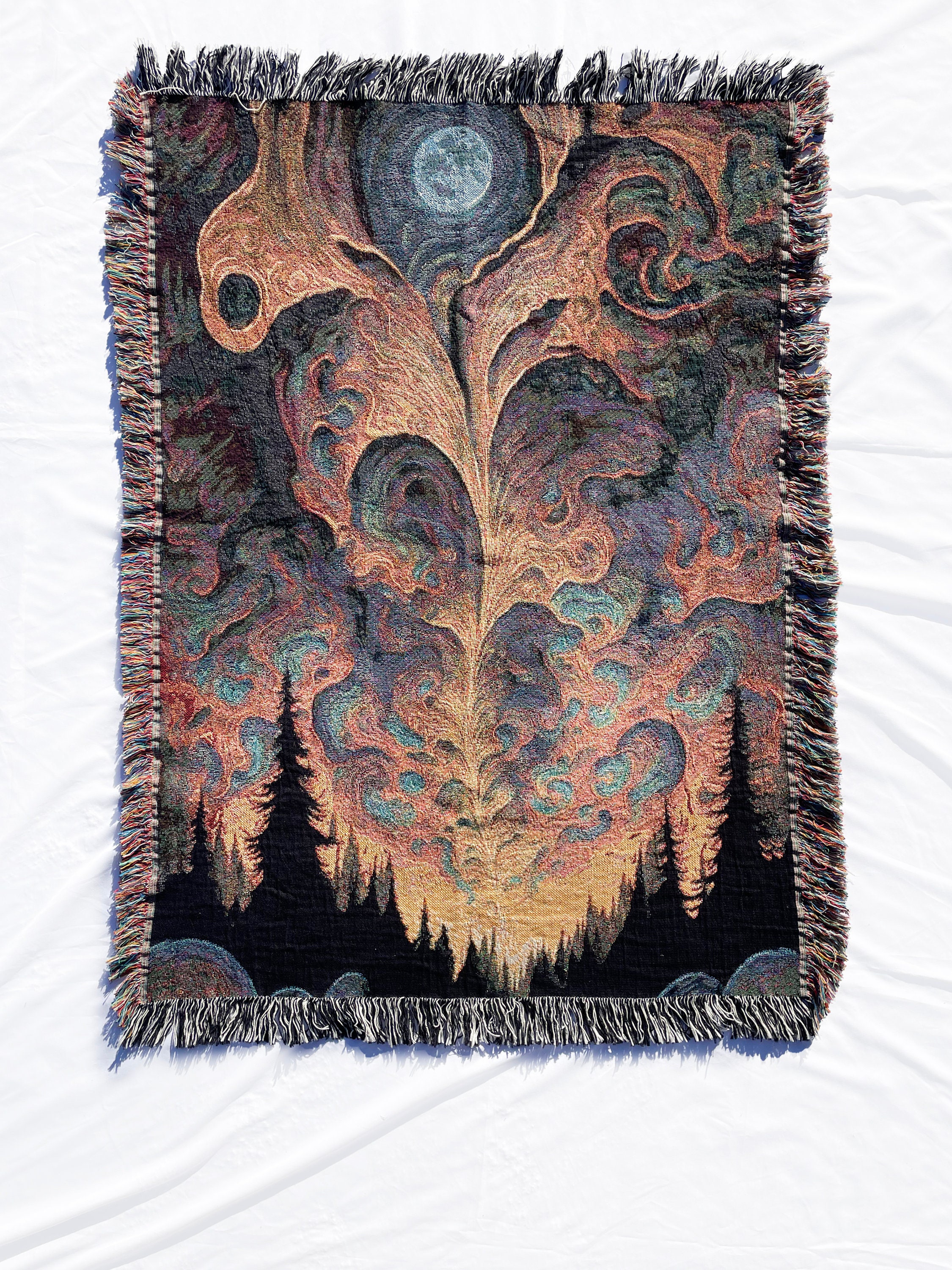 Mocha Skies Tapestry Throw Blanket Spiritual Wall Decor