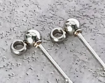 316L stainless steel Silver Ball Post Earring Stud with Closed Loop,Earrings with Ear Back for DIY Jewelry Making Findings 4 mm 5 mm 6 mm