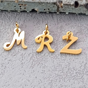 Hight quality 304 Stainless steel initials charm|Hole diameter 1.8mm alphabet charms|18K vacuum plating|Mirror polished|DIY Jewelry Making