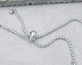 2.5 Stainless Steel Bolo Bracelet Adjustable Round Box Chain  For Jewelry Making|Adjustable bracelet Half semi finished with rubber stopper
