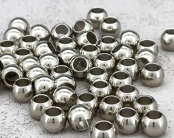 100pcs 304 Stainless Steel Spacer Beads for jewelry making, Round Beads for DIY Making Bracelet Necklace Earring Crafting