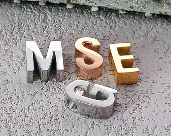 Hight quality 304 Stainless steel initials charm|Hole diameter 1.8mm alphabet charms|18K vacuum plating|Mirror polished|DIY Jewelry Making