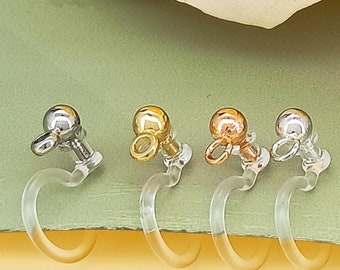 Resin U Type Earring Findings,Invisible Clip on Earring Converter Non-Pierced Earrings Painless Allergy-Free Resin Earring Components