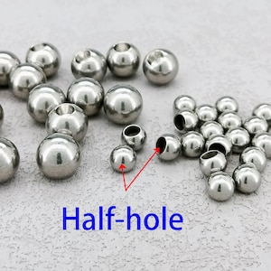 100pcs 304 Stainless Steel Spacer Beads for jewelry making,Round End positioning beads for DIY Making Bracelet Necklace Earring Crafting