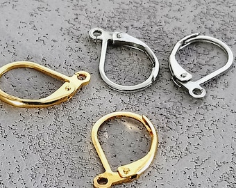 316L Stainless Steel Leverback Earring Findings | Gold, Rose Gold