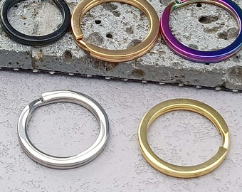 Key Chain Rings,Stainless steel Mirror polishing,18K vacuum plating Ring Flat Key Rings Rings Split Keyrings for Home Car Keys Attachment