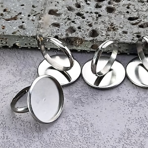 316L Stainless steel Ring Base|DIY Ring Handmade Accessories|Adjustable Ring Blanks|pad bezel ring base blanks|Hypoallergenic Cabochon Ring