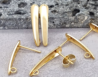 Pierced Post Stud Earrings.316 Stainless Steel Earring Posts Stud Earring with Loop and Ear Nut Bar for DIY Earrings Jewelry Making