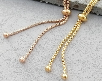 Stainless Steel Bolo Bracelet | Adjustable Round Box Chain Jewelry Making