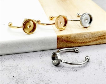Adjustable Stainless Steel Cabochon Ring Blank, DIY Jewelry Making