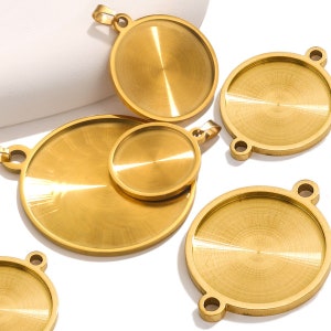 304 Stainless steel 20mm 25mm 30mm 40mm Round Bezel Cabochon Pendant Blank Glass Cabochon Setting Pendant Tray Base pendant setting