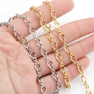 18K vacuum plating 316L Stainless Steel 8-Chain|Cable Oval Chain Necklace|Flat Link O Chain|Chain For Pendant|Chain for Jewelry Making