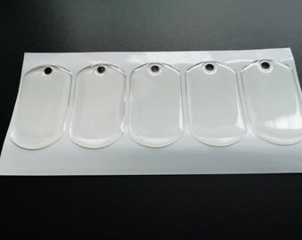 50 Dogtag seals, 50x28mm standard military size dog tag clear epoxy stickers domed covers for ID, personalized pendants, clear dogtag cover