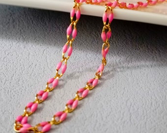 Wholesale Enamel Cable Chain,Perfect Enamel Rolo Cable Paperclip Chain for Customize permanent Jewelry making,Multi color