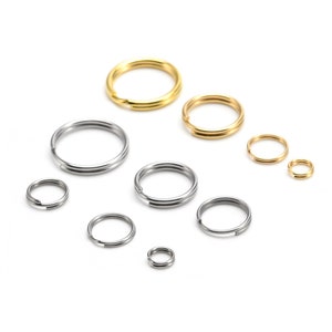 Key rings bulk for Keychain and Crafts,316L Stainless steel 18K vacuum plating Flat O Ring for Home Car Office Keys Attachment,Full sizes