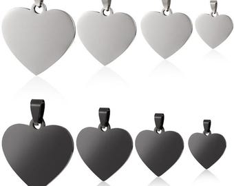 15mm 20mm 25mm 30mm 35mmHearts double hole Tags,Stainless Steel Laser engraving Charm  Stamping Blanks,Tags-Military
