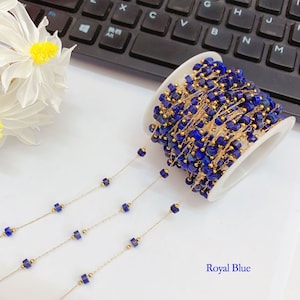 Crystal Beaded Chain for Permanent Jewelry Making:304 Stainless Steel Natural stone handmade beaded chain Wholesale Bulk Chain on Spool