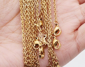 18K Gold Plated Stainless Steel Cable Chain | Jewelry Making 16 Inch